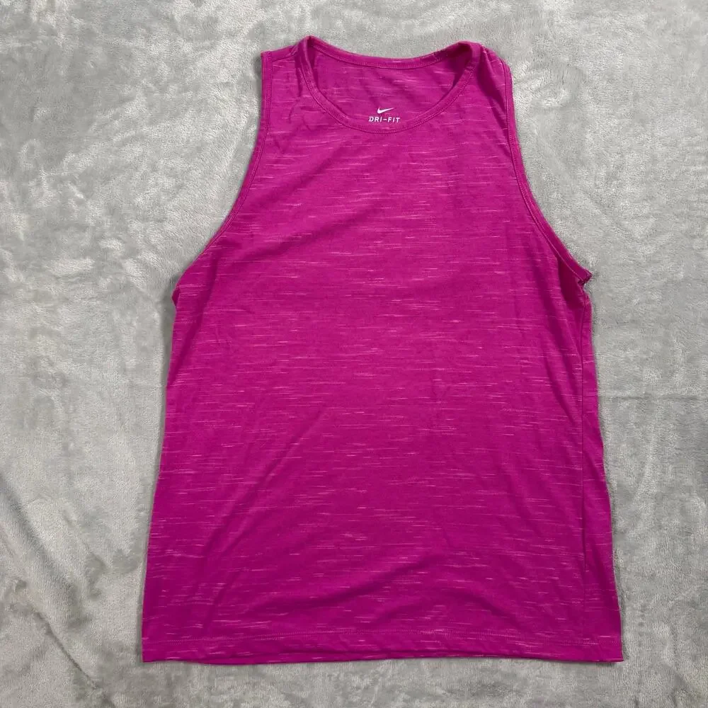 Nike Dri-FIT Womens Medium Pink Heather Athletic Tank Top Running Workout